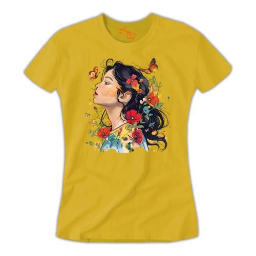 تي شيرت نسائي T-Shirt Flowers and Butterflies