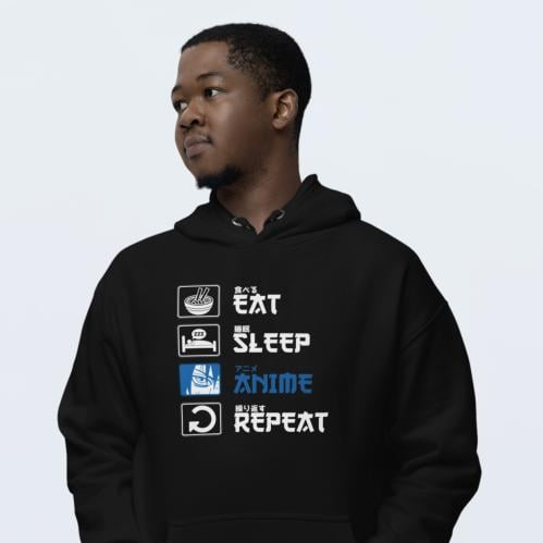 بلوفر مقاس كبير Hoodie Big Size Eat Sleep Anime