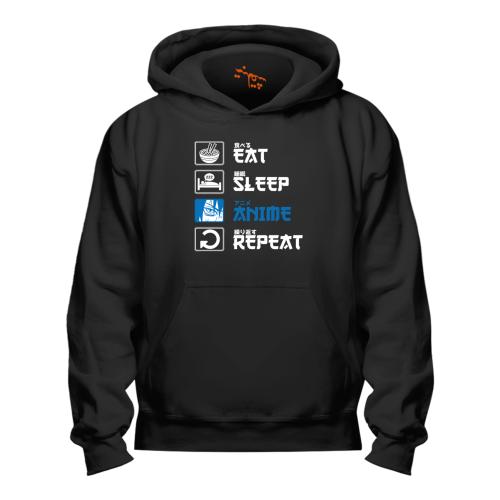 بلوفر مقاس كبير Hoodie Big Size Eat Sleep Anime