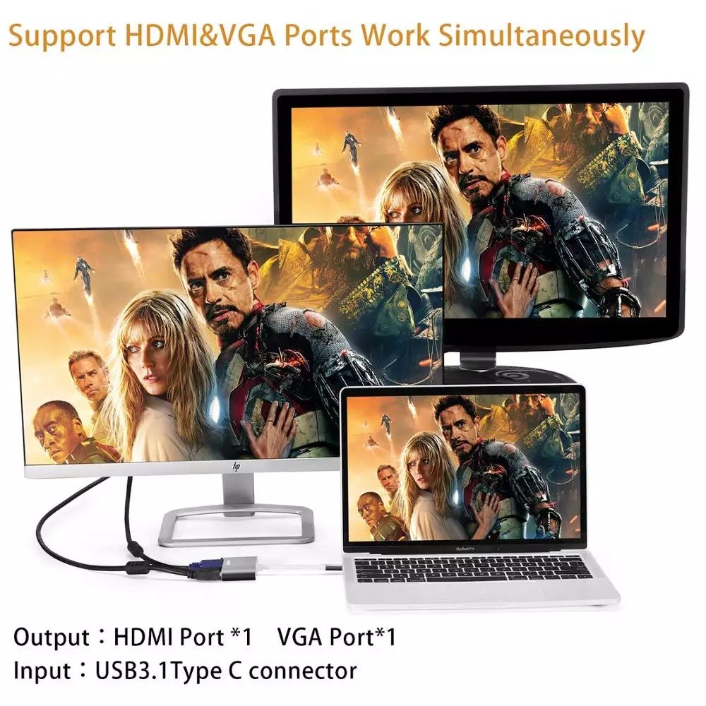 وصلة USB-C to HDMI | اتش دي + VGA - متجر ودق wadq store
