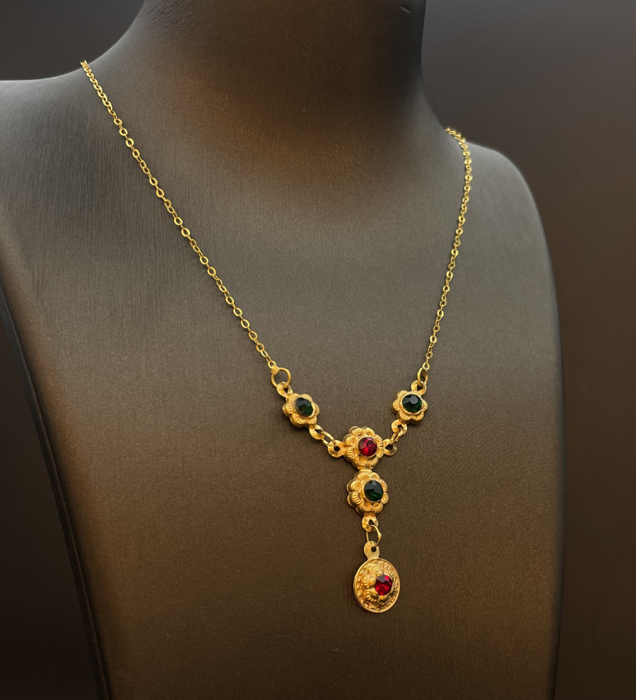 Ornate Oval 21K Gold Necklace Set – Andaaz Jewelers