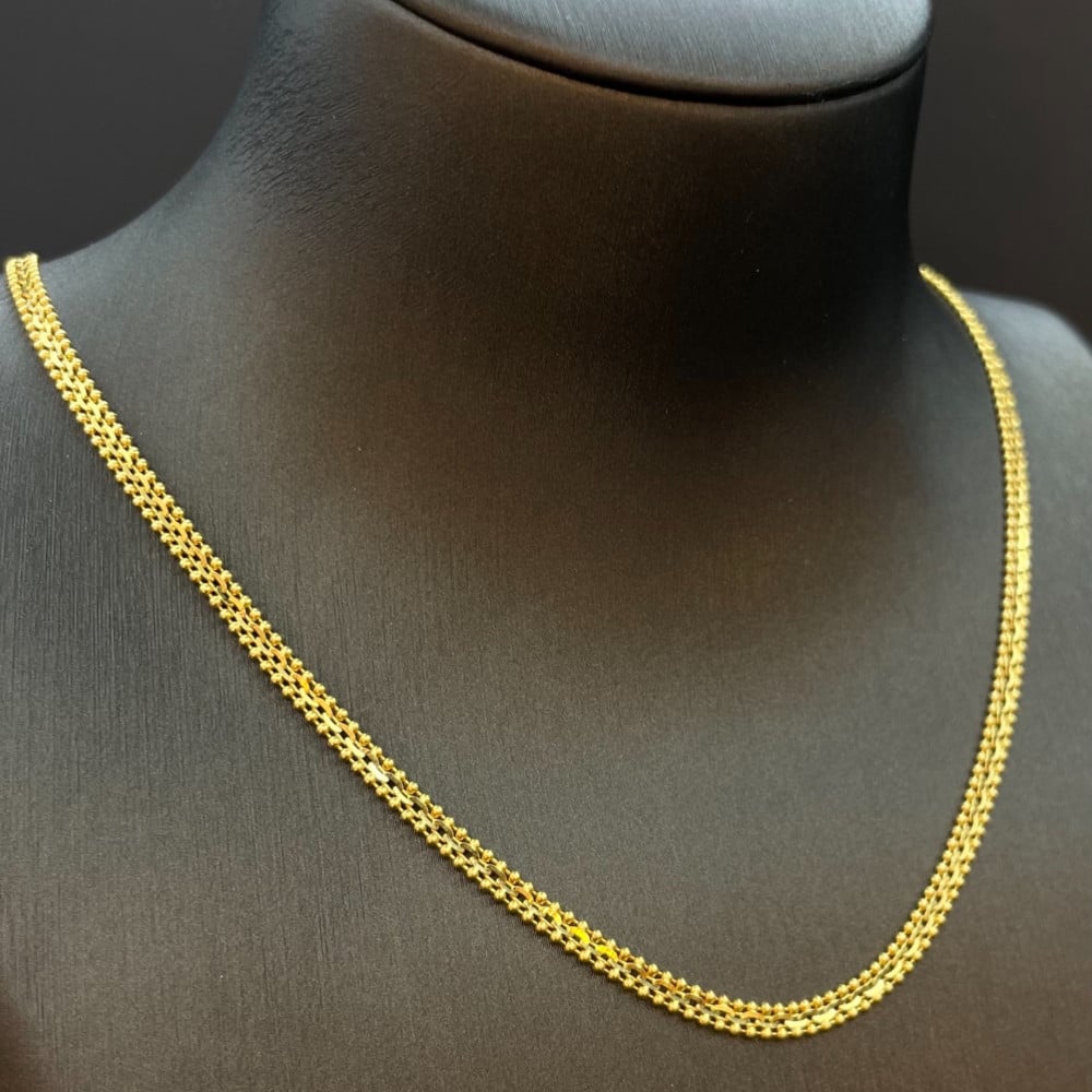 Gold chain 21k. 40 cm long and 3 mm width. W 6.40 g. - Shatha Salil for  jewelry