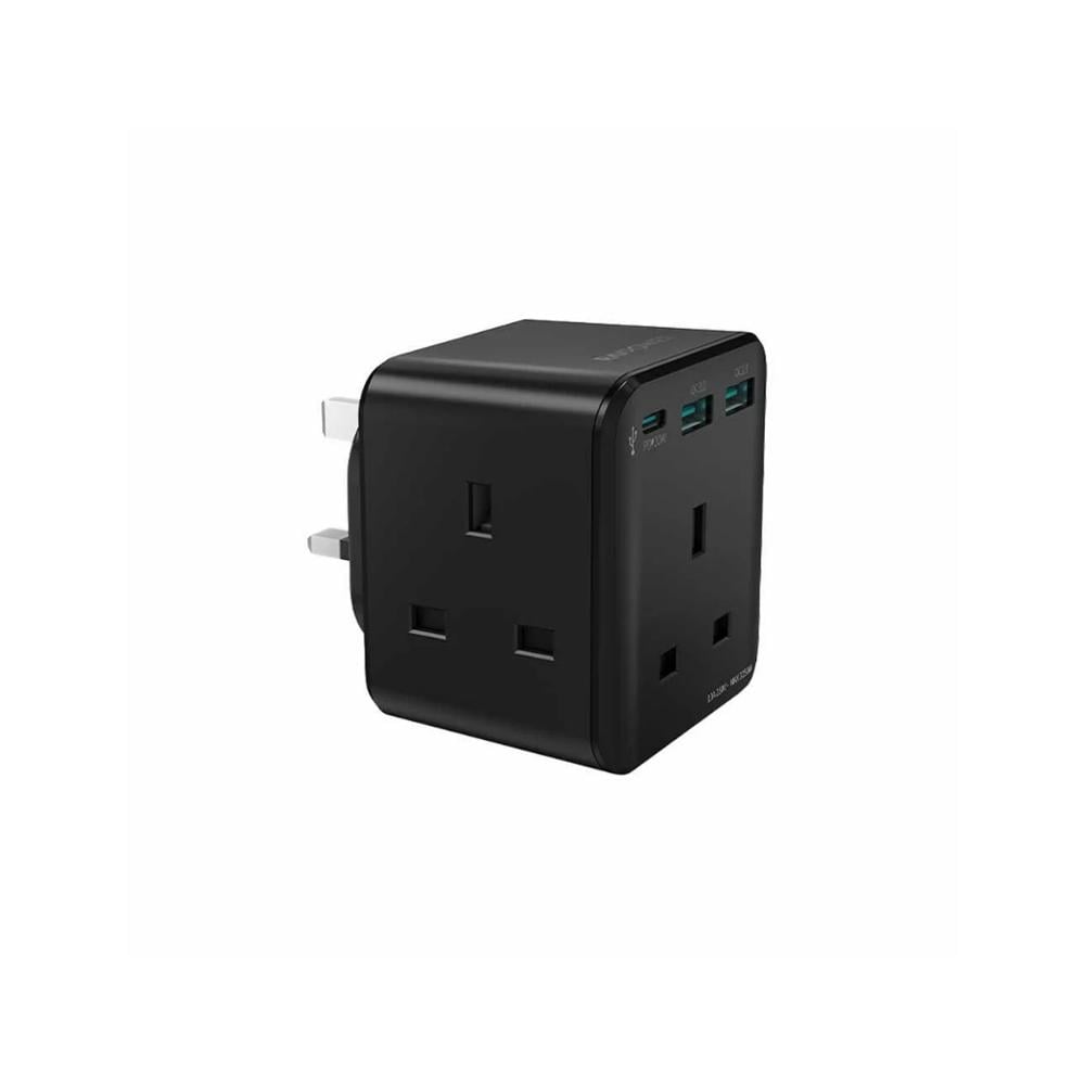 فيش راف باور بايونير 3 مداخل طاقه ثلاثيه مع منفذين USB ومنفذ تايب سي بتقنية PD بقوة 20 واط ميني