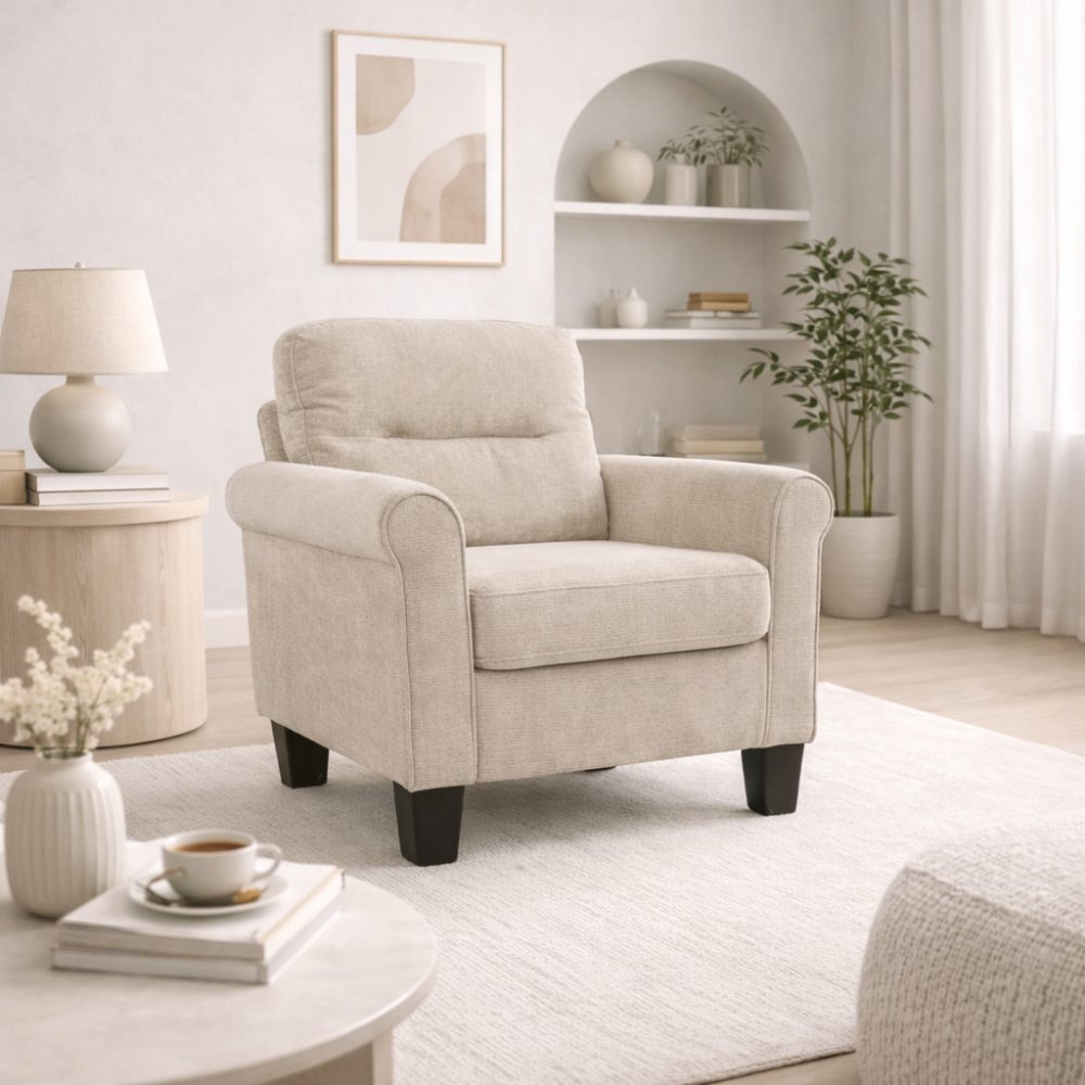 كرسي بتصميم كلاسك مفرد  بيج