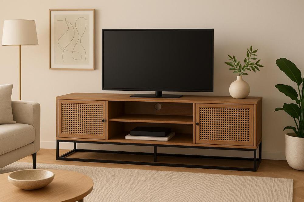 طاولة تلفاز بتصميم عصري بلمسة طبيعية140سم