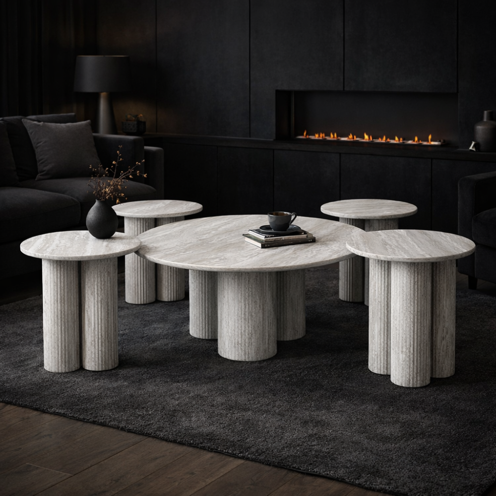 طقم طاولات ريفيرا رمادي – (Riviera Table Set (4+1