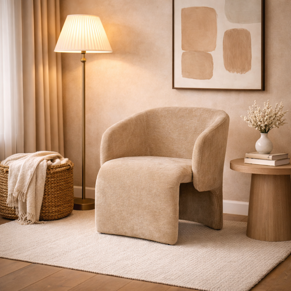 كرسي مفرد قماش بيج