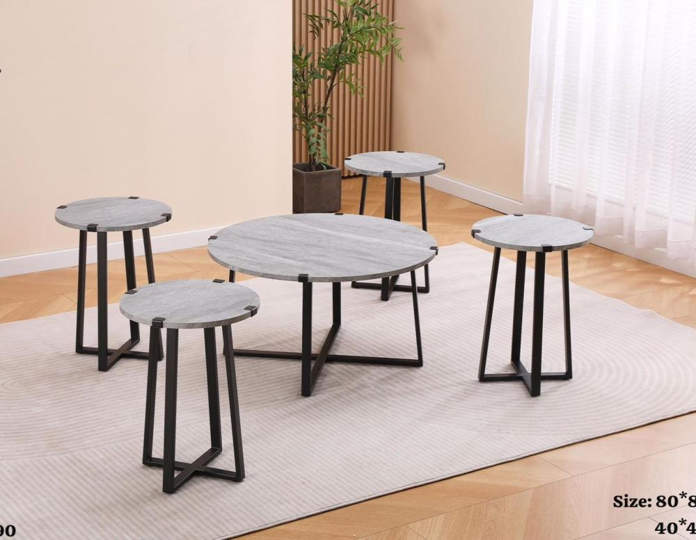 طقم طاولات خشب دائري 1+4