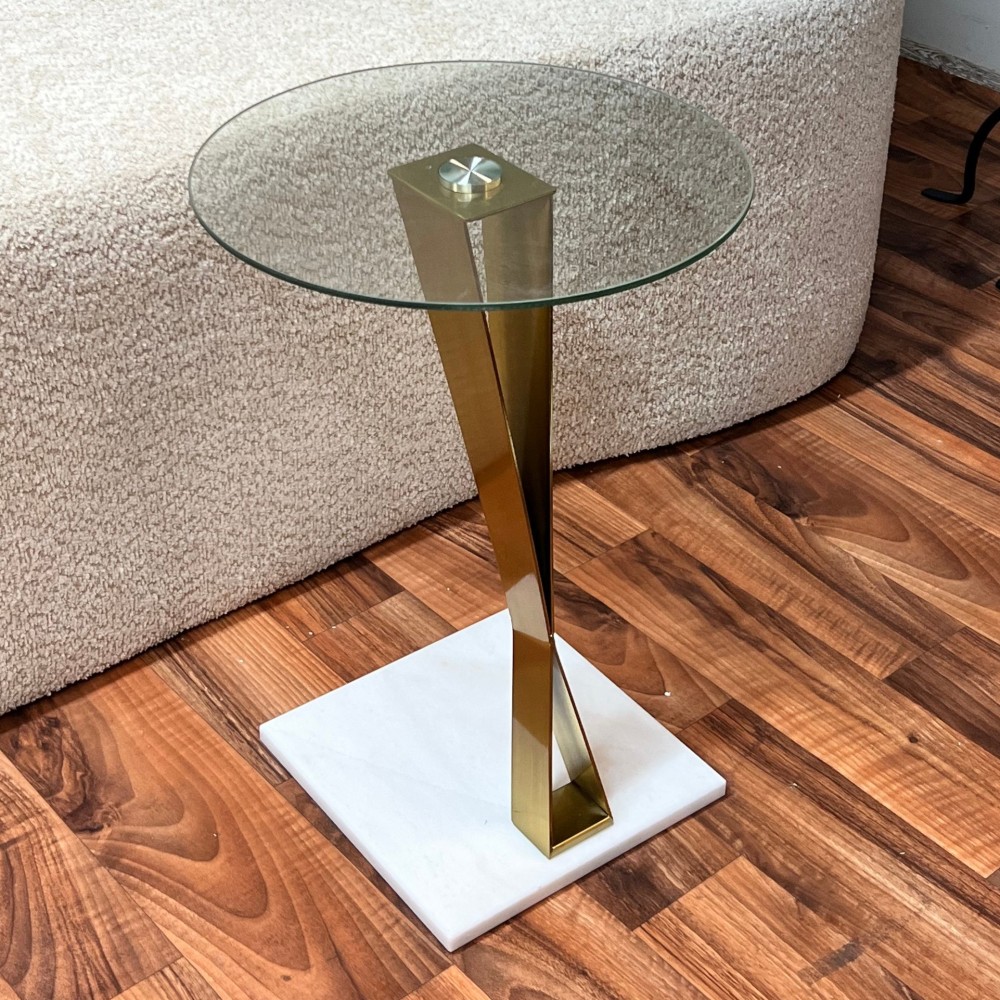 طاوله خدمه زجاج شفاف مع قاعده رخام