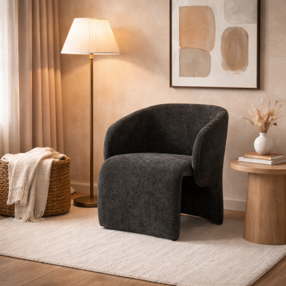 كرسي مفرد قماش رمادي