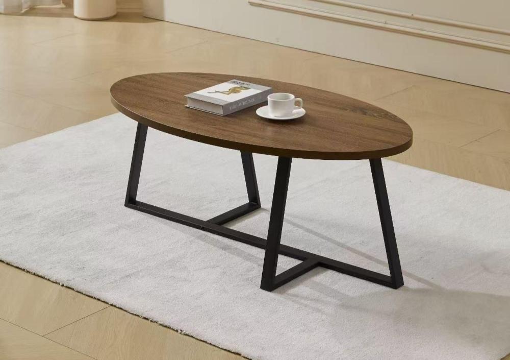 طاولة تقديم بيضاوي سطح خشب