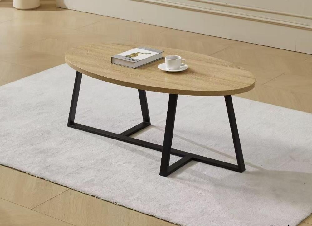 طاولة تقديم بيضاوي سطح خشب