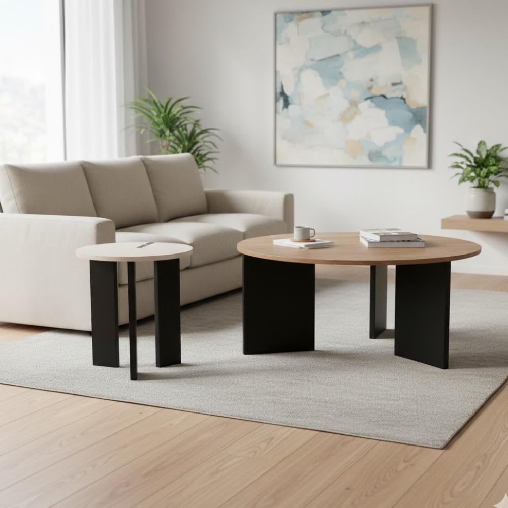 طقم طاولات قهوة دائرية قطعتين