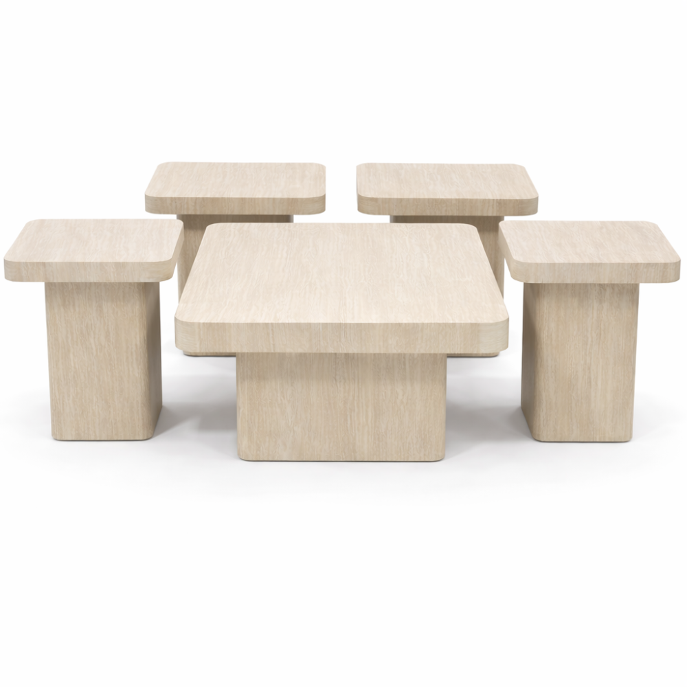 طقم طاولات مربع ترافنتينو 1+4