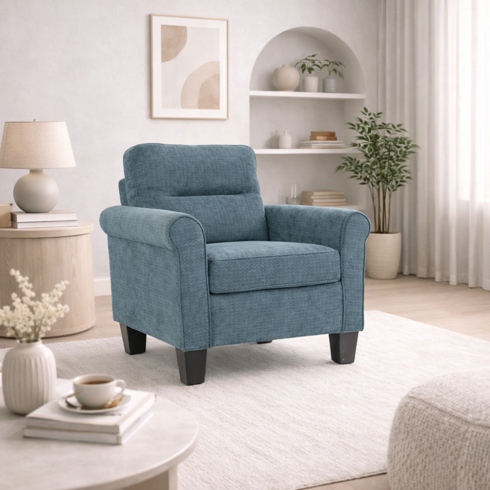 كرسي بتصميم كلاسك مفرد  ازرق