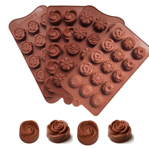 مجموعة 4 قوالب ورود شوكولاته