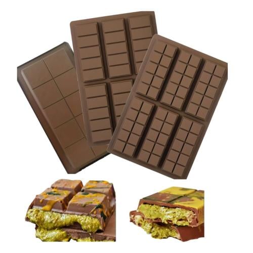 مجموعة 3 قوالب شوكولاته دبي اللذيذة قالب عالي الجودة لصنع ألواح شوكولاتة دبي الفاخرة، حلويات البستاشيو والشوكولاتة قوالب شوكولاته غير لاصقة
