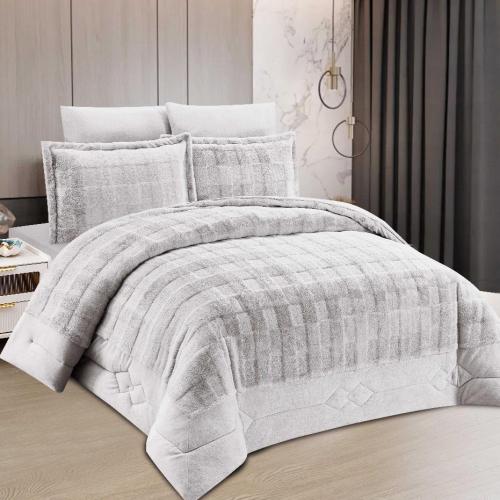 مفرش مخمل شتوي ساندرا مزدوج 6 قطع