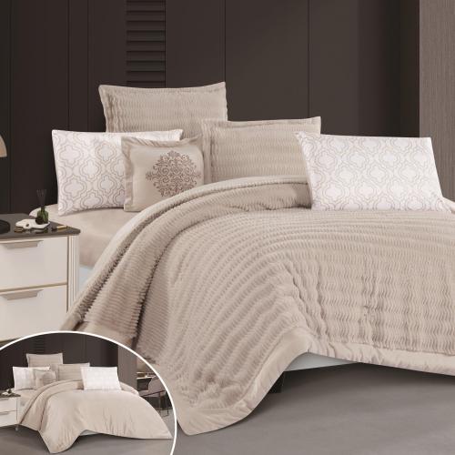 مفرش مخمل شتوي ليان  مزدوج 6 قطع