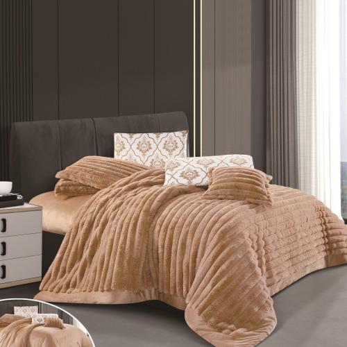 مفرش مخمل شتوي ايلاف مفرد ونص 5 قطع