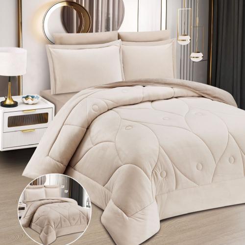 مفرش مخمل شتوي روزي مزدوج 8 قطع