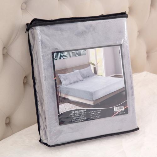 شرشف سرير مخمل مطاط مزدوج 3 قطع