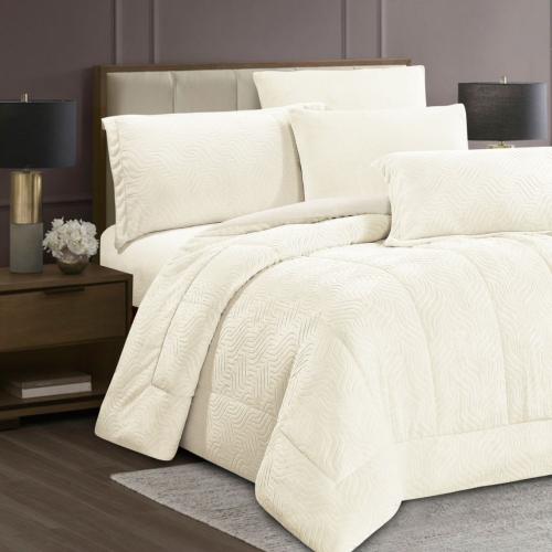 مفرش مخمل شتوي لونا مزدوج 6 قطع