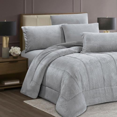 مفرش مخمل شتوي لونا مزدوج 6 قطع