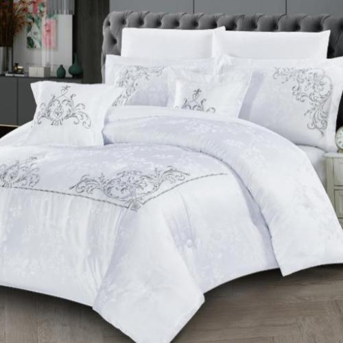 مفرش جولي جاكار مطرز  مزدوج 8 قطع