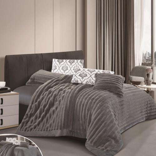 مفرش مخمل شتوي مفرد ونص 4 قطع