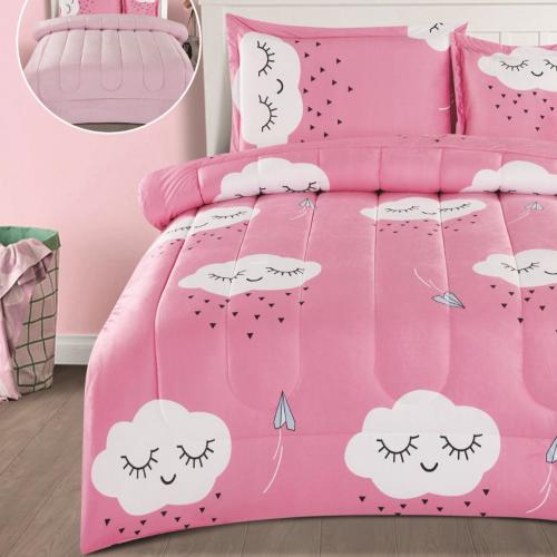 مفرش مخمل شتوي اطفال مفرد ونص 4 قطع