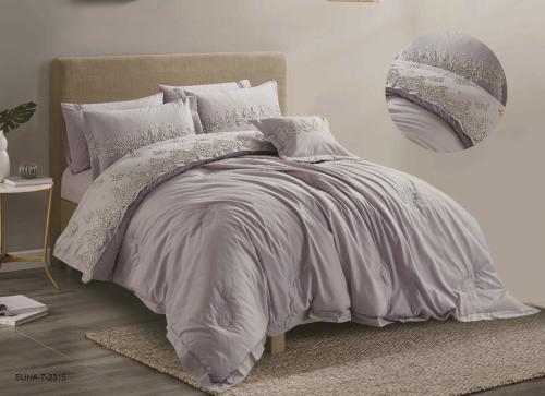 مفرش سهى مزدوج 7 قطع رصاصي