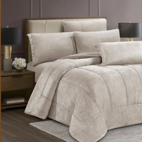 مفرش مخمل شتوي لونا مزدوج 6 قطع