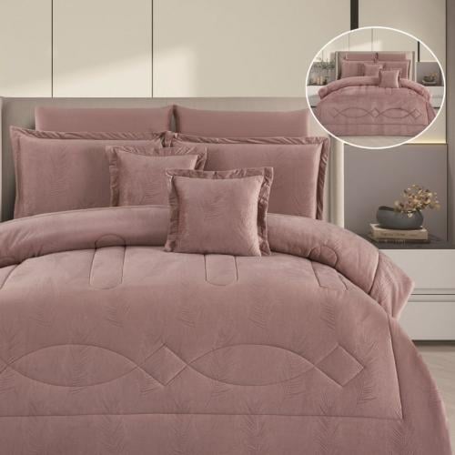 مفرش مخمل شتوي لونا مزدوج 8 قطع