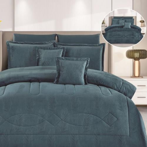 مفرش مخمل شتوي لونا مزدوج 8 قطع