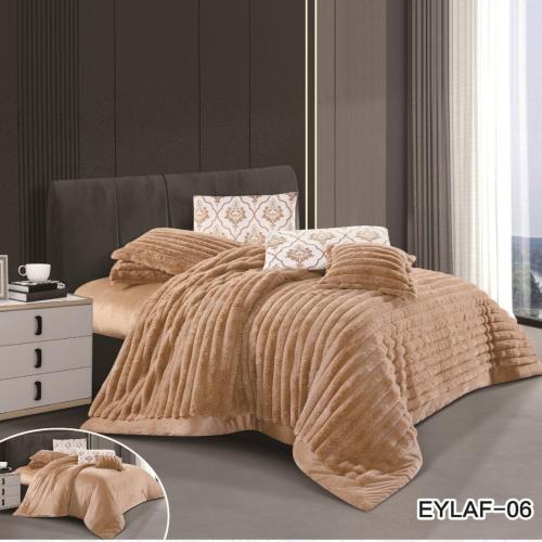 مفرش مخمل شتوي ايلاف مزدوج 6 قطع