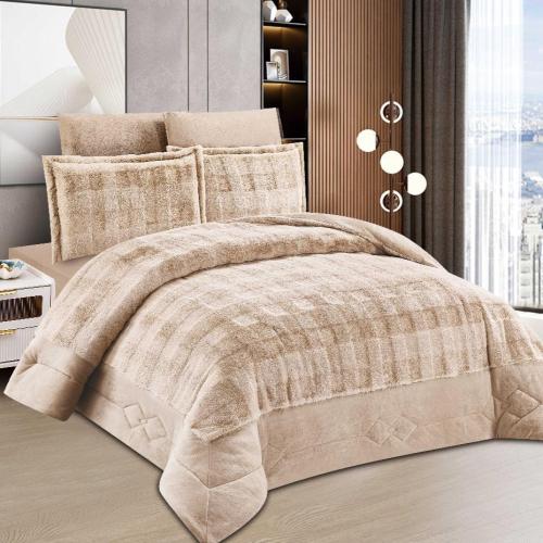 مفرش مخمل شتوي ساندرا مزدوج 6 قطع