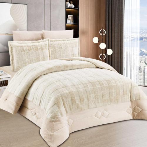 مفرش مخمل شتوي ساندرا مزدوج 6 قطع