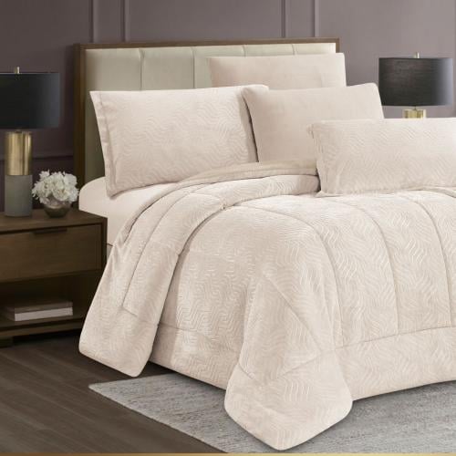 مفرش مخمل شتوي لونا مزدوج 6 قطع