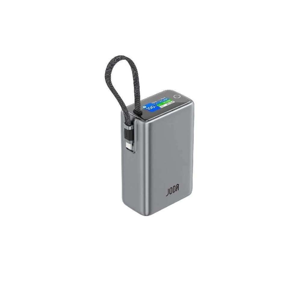 جودا - بطارية متنقلة بسعة 20 الاف بقوة 65 واط بمنفذ تايب سي ومنفذ usb وكيبل تايب سي مدمج - رمادي
