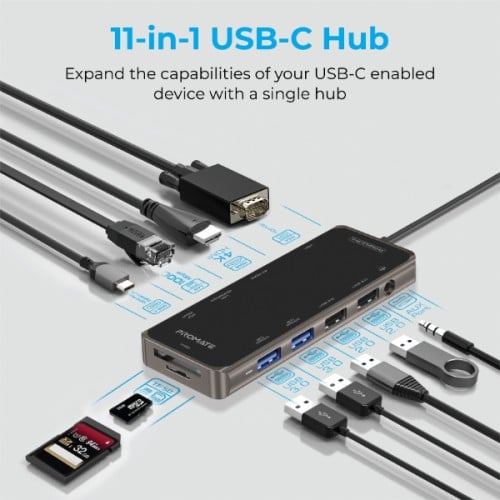 موزع USB-C متعدد المنافذ 11 في 1 يدعم توصيل الطاقة...