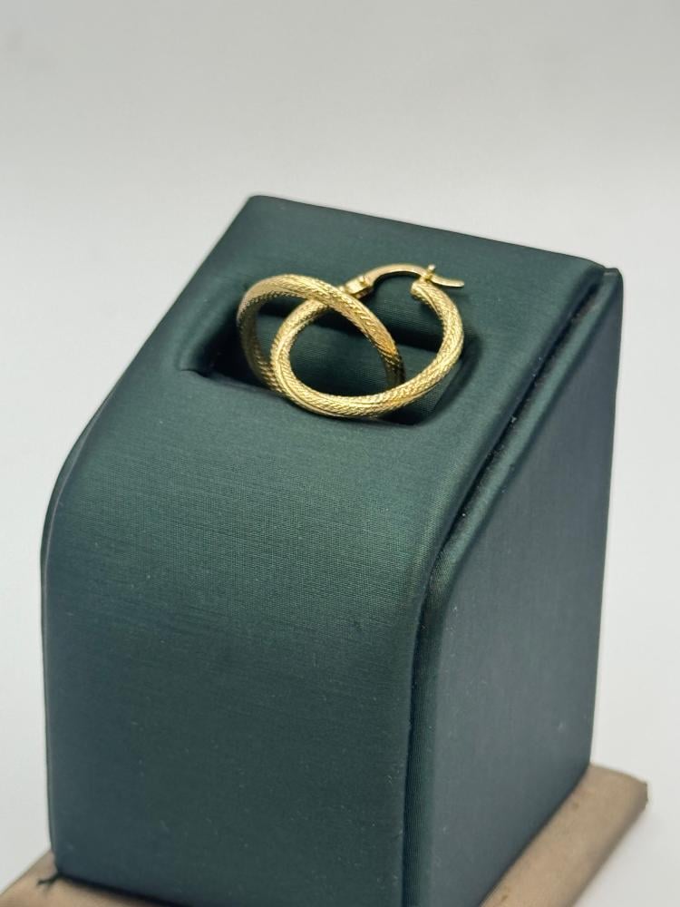 حلق ذهب عيار 18 مجدولة - مجوهرات قصر المدينة للذهب - الدمام