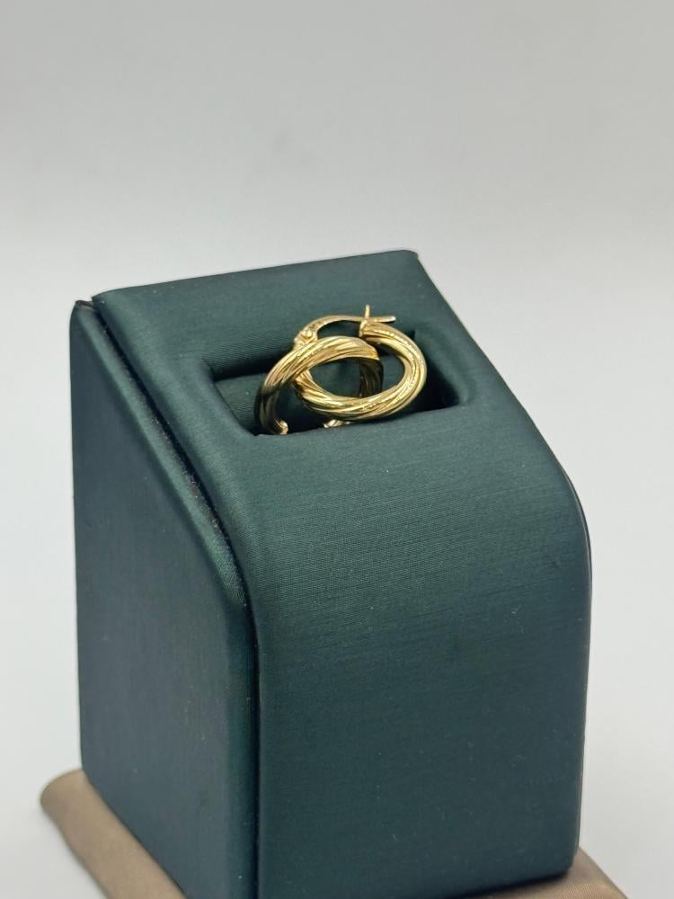 حلق ذهب عيار 18 دائرى مجدول - مجوهرات قصر المدينة للذهب - الدمام