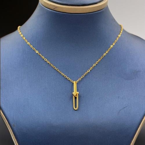 18K Gold Paper Clip Necklace - Madina jewellery - KSA