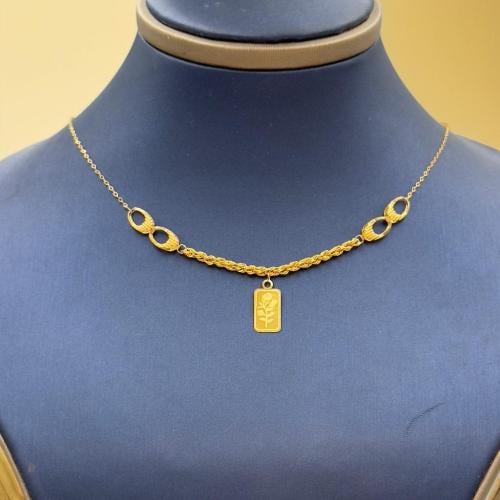 18K gold paperclip necklace - Madina jewellery - KSA