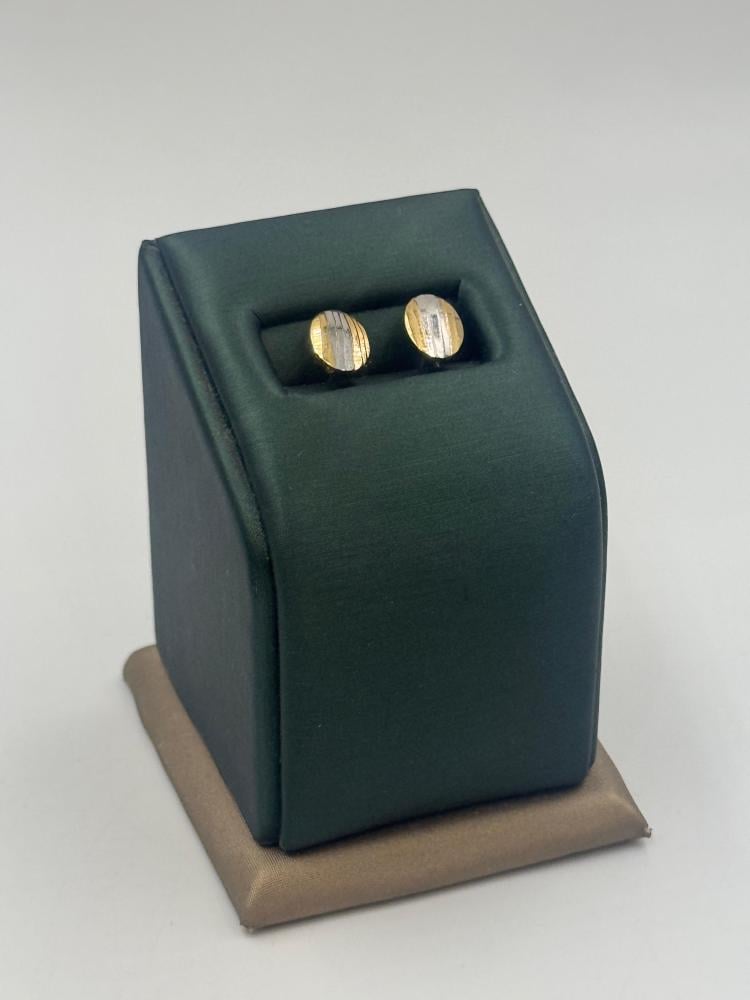 حلق ذهب عيار 18 ب لونين - مجوهرات قصر المدينة للذهب - الدمام