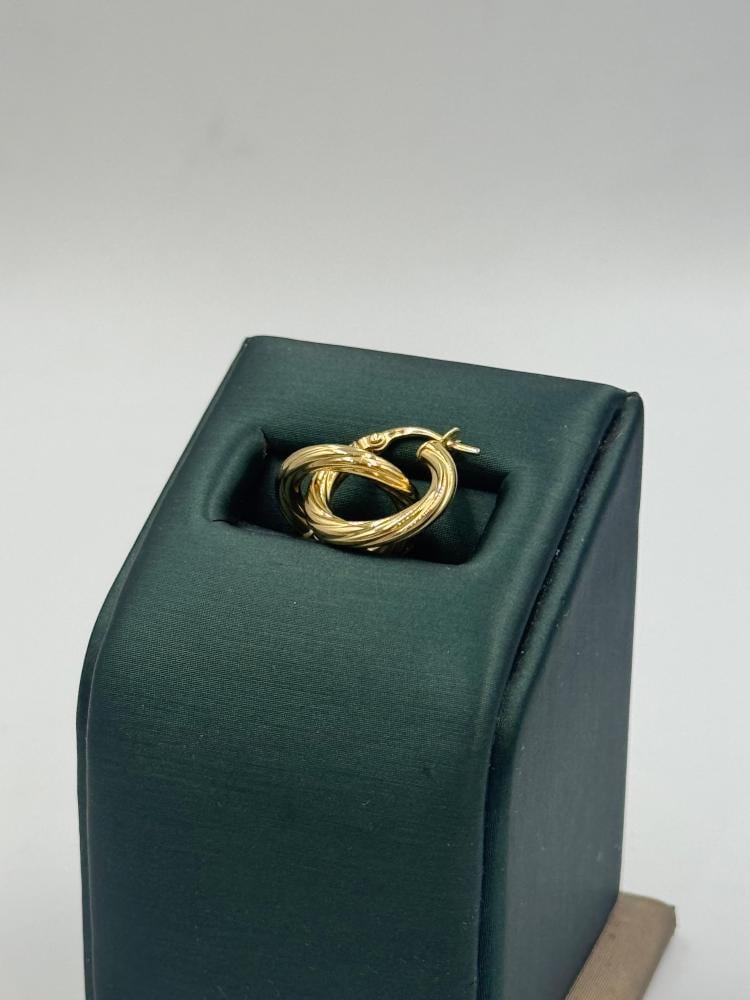 حلق ذهب عيار 18 دائرى مجدول - مجوهرات قصر المدينة للذهب - الدمام