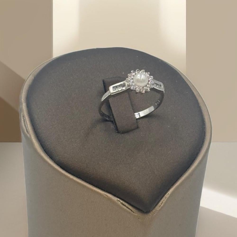 خاتم ذهب أبيض عيار 18 لؤلؤة - مجوهرات قصر المدينة للذهب - الدمام