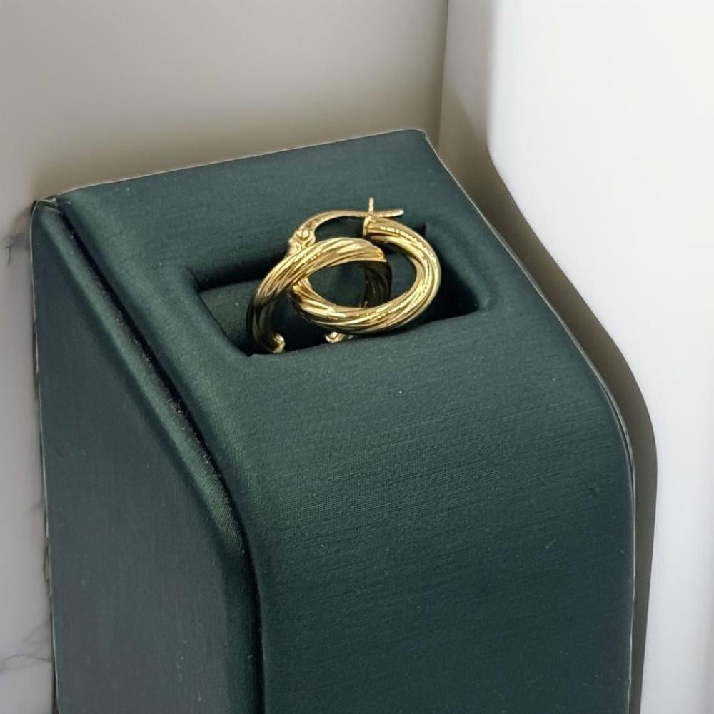 حلق ذهب عيار 18 دائرى مجدول - مجوهرات قصر المدينة للذهب - الدمام