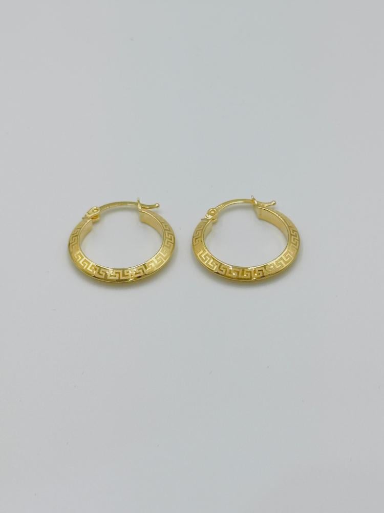 حلق ذهب منقوش عيار 18 - مجوهرات قصر المدينة للذهب - الدمام